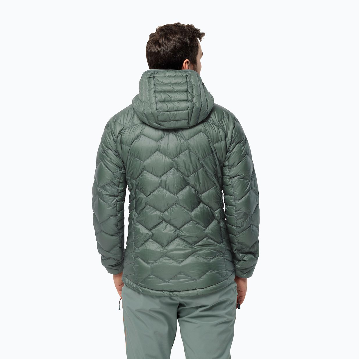 Jack Wolfskin Alpspitze Down Hoody hedge green vyriška slidinėjimo striukė 2