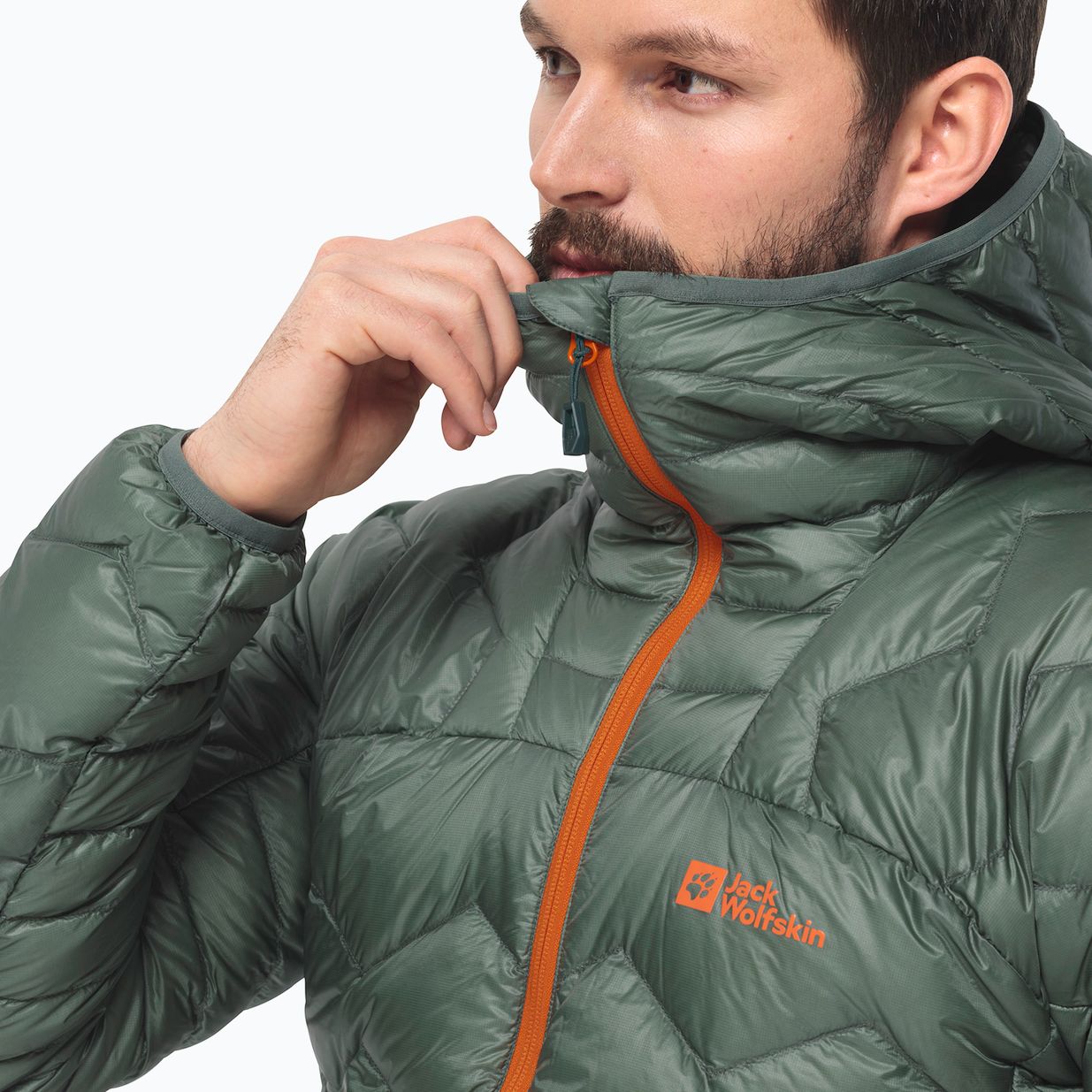 Jack Wolfskin Alpspitze Down Hoody hedge green vyriška slidinėjimo striukė 4