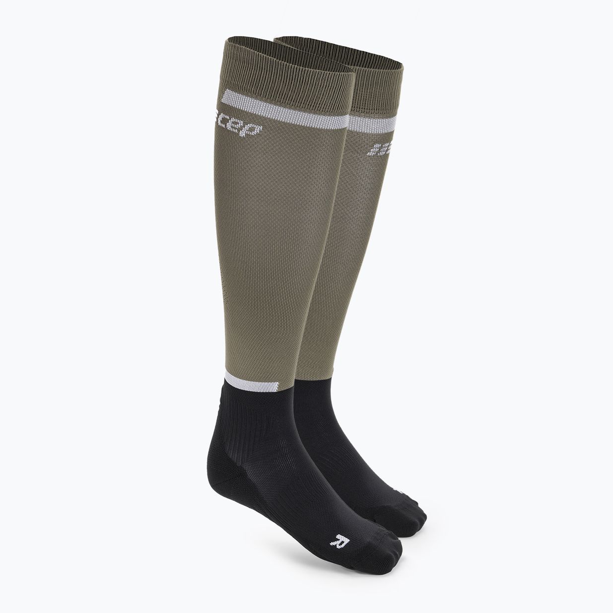 Vyriškos kompresinės bėgimo kojinės CEP Tall 4.0 olive/black