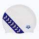 Arena Icons Team Stripe balta/neoninė mėlyna plaukimo kepuraitė 2