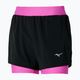 Moteriški bėgimo šortai Mizuno ER 4.5 2in1 black/pink