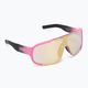 POC Aspire rožinės/uranio juodos spalvos permatomi/skaidrūs kelių aukso spalvos dviratininkų akiniai