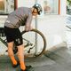 POC Fluo Mid fluorescencinės oranžinės dviratininkų kojinės 6