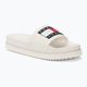 Tommy Jeans Moterų šlepetės Elevated Flatform Slide ecru spalvos