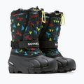 Sorel Flurry Print Boys juodi/juodi vaikiški sniego batai
