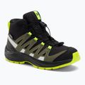 Salomon Xa Pro V8 Mid CSWP vaikiški trekingo batai juodi/deep lichen green/y