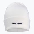 Moteriškos žieminės kepurės New Balance Knit Cuffed Beanie kepurės su rankogaliais siuvinėtos baltos spalvos LAH13032WT 2