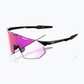 Akiniai nuo saulės 100 % Hypercraft SQ gloss black/photochromic purple mirror 7