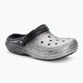 Crocs Classic Glitter Lined Clog juodos/ sidabrinės spalvos šlepetės