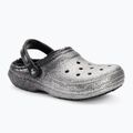Crocs Classic Glitter Lined Clog juodos/ sidabrinės spalvos šlepetės 2