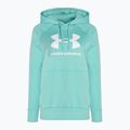 "Under Armour" moteriški "Rival Fleece Big Logo Hoody" radialinis turkio/baltos spalvos džemperis 4