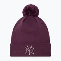 Moteriška kepuraitė su snapeliu New Era Metallic Bobble Knit Beanie New York Yankees dark purple