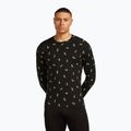 Vyriški termoaktyvūs marškinėliai icebreaker Merino 200 Oasis Crewe Snow Day black/peridot/aop