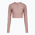Moteriški treniruočių marškinėliai ilgomis rankovėmis Under Armour HeatGear Rib 1/4 Zip tourmaline pink/tourmaline pink/white