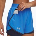 Moteriški bėgimo šortai Under Armour Fly By 2in1 blue atlantis/washed navy/reflective 4