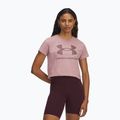 Moteriški treniruočių marškinėliai Under Armour Rival Logo tourmaline pink/maroon mist