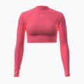 Moteriški treniruočių marškinėliai ilgomis rankovėmis Under Armour HeatGear Crop Mock bittersweet pink/posh pink