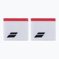 Riešo juostos Babolat Logo Wristband 2 vnt. white/strike red