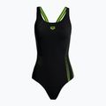 Moteriškas vientisas maudymosi kostiumėlis arena Shadow One Piece black/leaf