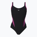 Moteriškas vientisas maudymosi kostiumėlis arena Agate Strap Back One Piece black/rose violet 6