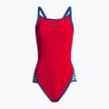 Moteriškas vientisas maudymosi kostiumėlis arena Team Stripe Super Fly Back One Piece fluo red/royal