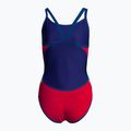 Moteriškas vientisas maudymosi kostiumėlis arena Team Stripe Super Fly Back One Piece fluo red/royal 2