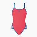 Moteriškas vientisas maudymosi kostiumėlis arena Team Stripe Super Fly Back One Piece fluo red/royal 5