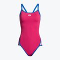 Moteriškas vientisas maudymosi kostiumėlis arena Team Stripe Super Fly Back One Piece freak rose/royal