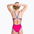Moteriškas vientisas maudymosi kostiumėlis arena Team Stripe Super Fly Back One Piece freak rose/royal 6