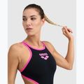 Moteriškas vientisas plaukimo kostiumas arena One Biglogo One Piece black/fluo pink 4