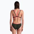 Moteriškas vientisas maudymosi kostiumėlis arena One Double Cross Back One Piece dark sage/black/fluo red 6