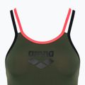 Moteriškas vientisas maudymosi kostiumėlis arena One Double Cross Back One Piece dark sage/black/fluo red 3