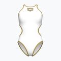 Moteriškas vientisas maudymosi kostiumėlis Arena One Biglogo One Piece white/gold