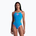 Moteriškas vientisas maudymosi kostiumėlis arena One Double Cross Back One Piece turquoise/fluo pink/soft green 6