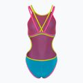 Moteriškas vientisas maudymosi kostiumėlis arena One Double Cross Back One Piece turquoise/fluo pink/soft green 2