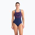 Moteriškas vientisas plaukimo kostiumas arena Foggy Dots Swim Pro Back navy / blue cosmo