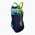 Vaikiškas vientisas plaukimo kostiumas arena Light Tricks Swim Pro Back navy/soft green/multi 3