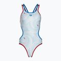 Moteriškas vientisas maudymosi kostiumėlis arena One Fireflow Double Cross red/blue river/white multi