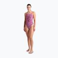 Moteriškas vientisas plaukimo kostiumas arena Pink Dahlia Lace Back shocking pink/multi 2