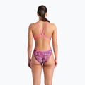 Moteriškas vientisas plaukimo kostiumas arena Pink Dahlia Lace Back shocking pink/multi 3