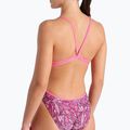 Moteriškas vientisas plaukimo kostiumas arena Pink Dahlia Lace Back shocking pink/multi 4
