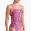 Moteriškas vientisas plaukimo kostiumas arena Pink Dahlia Lace Back shocking pink/multi 5