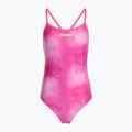 Moteriškas vientisas plaukimo kostiumas arena Tie-Dye Challenge Back Allover shocking pink multi/shocking pink