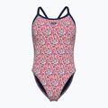 Moteriškas vientisas maudymosi kostiumėlis arena Pebbles Xcriss Cross multi white/navy