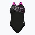 Moteriškas vientisas maudymosi kostiumėlis arena Flowing V Back black/shocking pink