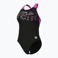 Moteriškas vientisas maudymosi kostiumėlis arena Flowing V Back black/shocking pink 4
