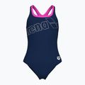 Moteriškas vientisas maudymosi kostiumėlis arena Logo Swim Pro navy/shocking pink