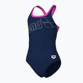 Moteriškas vientisas maudymosi kostiumėlis arena Logo Swim Pro navy/shocking pink 4