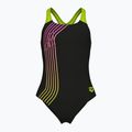 Vaikiškas vientisas maudymosi kostiumėlis arena Sound Track Swim Pro Back black/artic lime