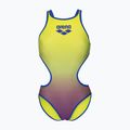 Moteriškas vientisas maudymosi kostiumėlis arena One Shaded Print Tech One Back artic lime violetta multi/neon blue
